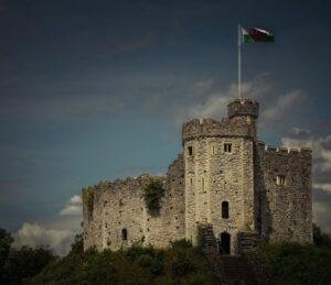 Cardiff Castle in a moody before the storm approaches setting