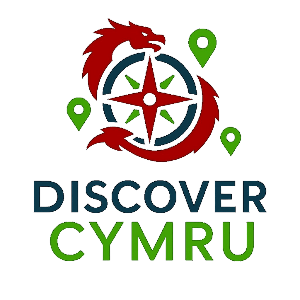 Discover Cymru - Logo A compass with a red dragon wrapped around it. The Logo for Discover Cymru - A Pocket Guide Website