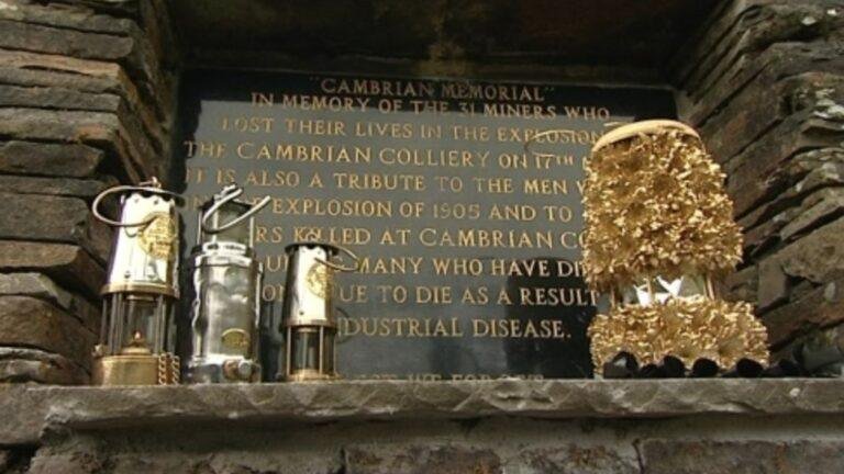 Memorial structure at the site of the Cambrian Colliery in Clydach Vale, commemorating the miners who died in the disaster.