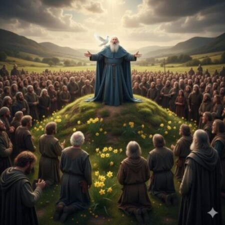 Dewi Sant: The Light of Wales in the Age of Saints In the mist-shrouded valleys of 6th-century Britain, while the echoes of Roman footsteps were fading into the soil and the foundations of modern nations were yet to be laid, a figure emerged who would define the spiritual heart of a people. This was Dewi Sant. known to the world as St. David—the patron saint of Wales.